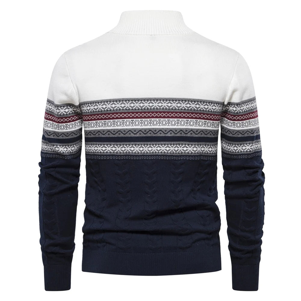 Maglione Fair Isle Alpino in cotone con cerniera a un quarto