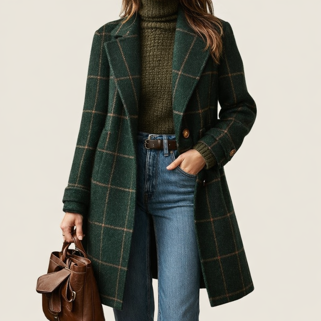 Cappotto in lana a quadri Valerie in stile scandinavo