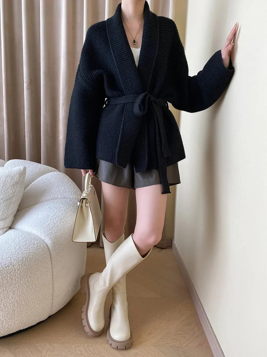 Cardigan Donna in Maglia con Cintura