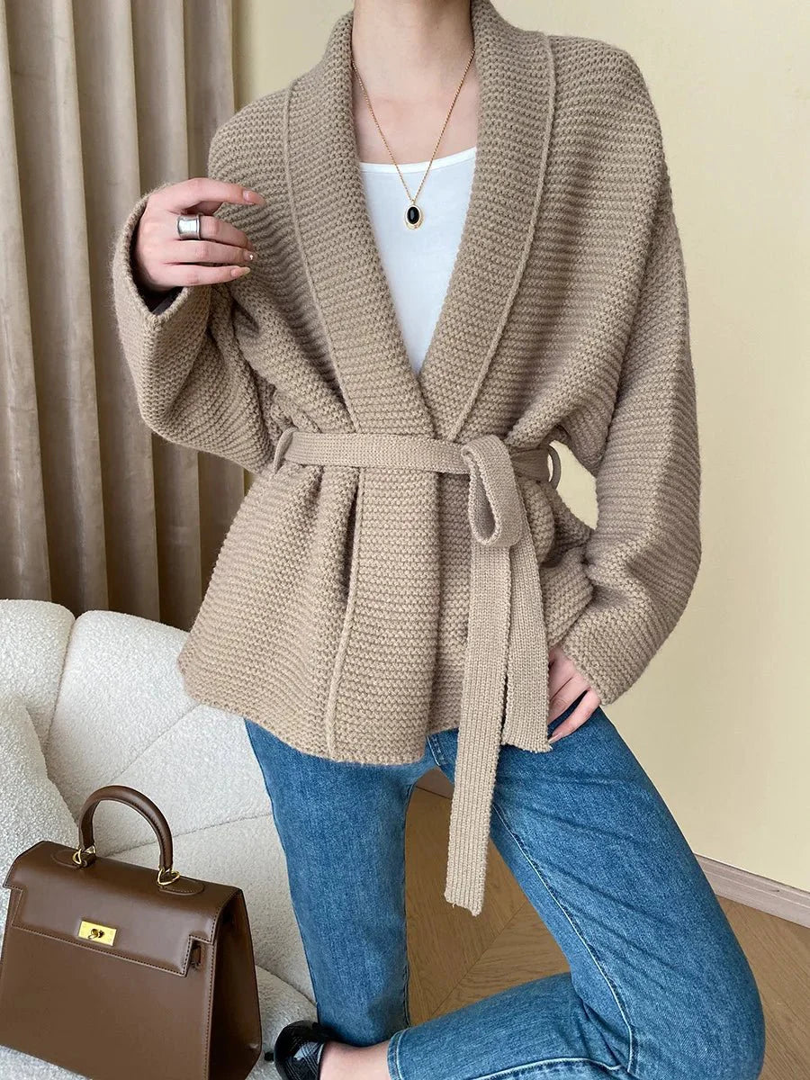Cardigan Donna in Maglia con Cintura